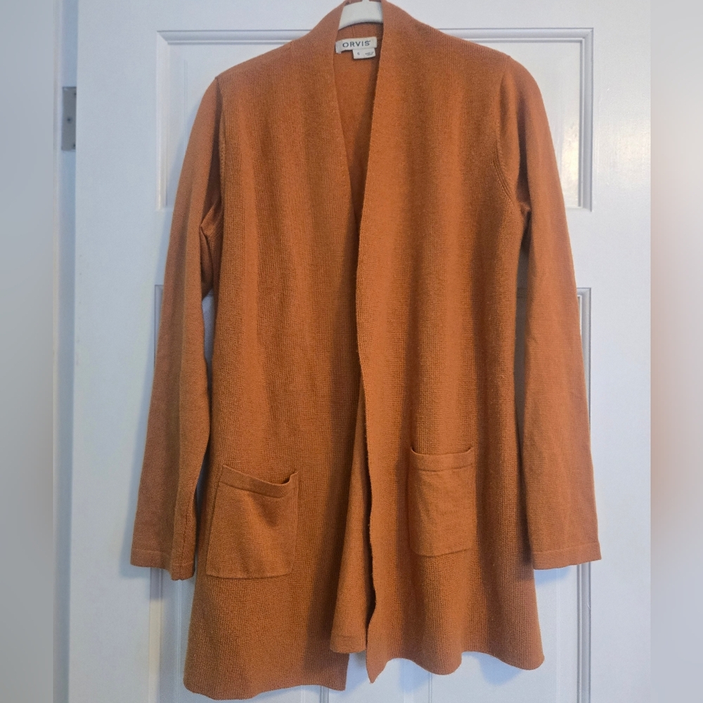 Orange Orvis Wool Sweater, Size S